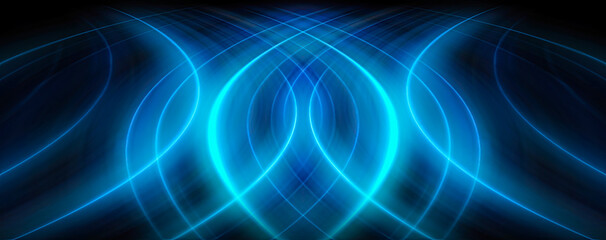 High speed blue line abstract technology background digital fiber hi tech concept. Speed light line blurred on dark background, Data fast transfer simulation.