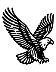 Obraz premium Majestic Eagle in Flight: Black and White Bird Graphic