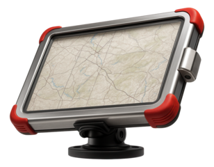 Rotating map board with a secure latch for off-road vehicle use