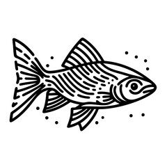 Fototapeta premium Line Art Fish: Elegant Aquatic Animal Illustration