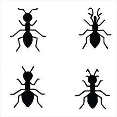 Black insect silhouettes white