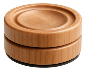 Stackable wooden checkers piece with a natural finish for board games