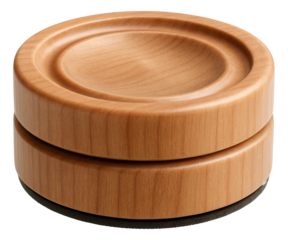 Stackable wooden checkers piece with a natural finish for board games