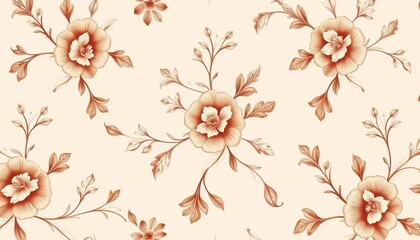 Elegant beige and brown floral wallpaper with a delicate, repeating pattern, texture, background