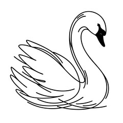 Obraz premium Elegant White Swan: Graceful Bird Line Art