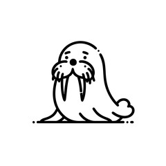 Fototapeta premium Adorable Walrus Line Art: Cute Arctic Animal Illustration