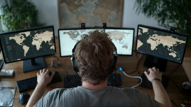 Man hacking system: computer keyboard, cyber threat, data breach, network intrusion, software exploit, encrypted code, security flaw, digital access, system crack, virtual space, keyboard typing