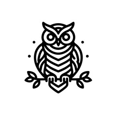 Fototapeta premium Geometric Owl Line Art: Minimalist Bird Logo Design