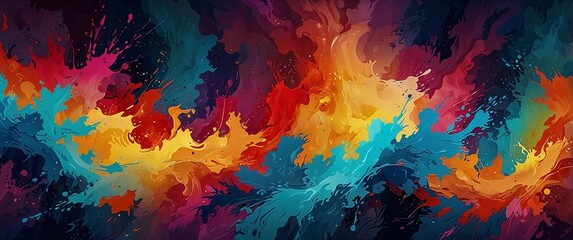 A vibrant explosion of colors creates an abstract artistic background