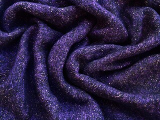 Deep Purple Sparkle Fabric Texture Close Up Detailed Draped Knit Textile