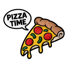 Pizza slice with speech bubble food cheese