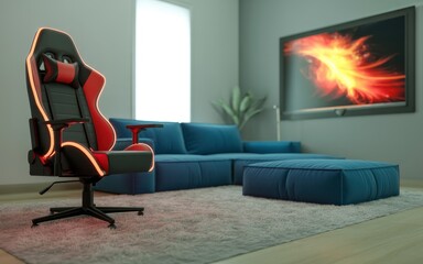 Ergonomic Gaming Chair in Modern Living Room Interior Design