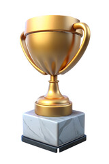 Golden trophy on marble base vector illustration isolated on a transparent background