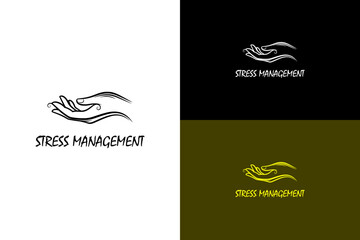 relaxed hand made from swirling curved strokes vector illustration, logo for calming, peaceful, meditation, mindfulness, stress relief, emotional wellness, stress management, and more