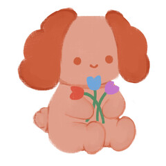 puppy with flowers