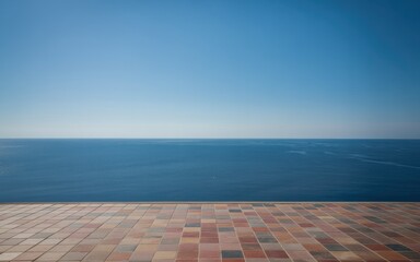Serene Ocean View Tranquil Seascape from a Brick Patio
