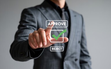 Businessman Approving a Project Decision Making, Approval Process, and Digital Workflow