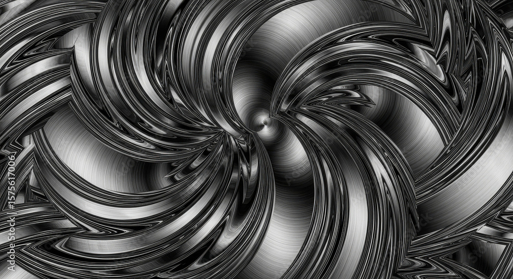 Poster black and white swirling pattern creates a dynamic abstract background