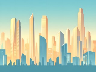 Obraz premium Sunrise Cityscape Skyline Modern Buildings Urban Panorama