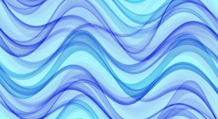 Flowing blue wave pattern on a light background. Smooth, layered curves create a calming and dynamic abstract design reminiscent of water or wind.