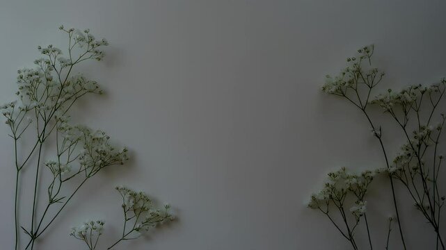 Minimalist Floral Background with Baby&rsquo;s Breath on White &ndash; Elegant Nature Aesthetic