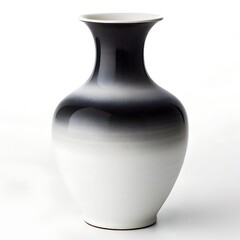 Elegant gradient vase featuring smooth transition between black and white on white background