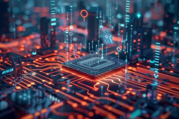 Obraz premium Ai concept, ai on blurred neon glowing background.