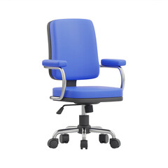Fototapeta premium Modern blue office chair with chrome accents and five casters