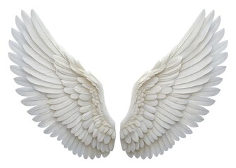 white angel wings against a white background