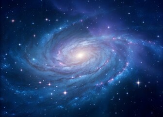 Blue Space Nebula with Stars Background. Cosmic Galaxy Backdrop for Science and Astronomy
