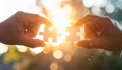 Connecting Puzzle Pieces at Sunset