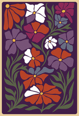 Vibrant botanical wall print blending 1970s flower power and modern aesthetic trends.