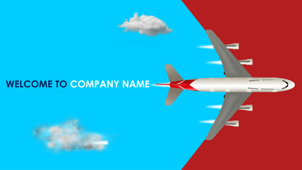 Welcome Slide with Airplane Illustration – Corporate PowerPoint Cover for Business Introduction, Aviation Presentation, or Travel Agency Welcome Template