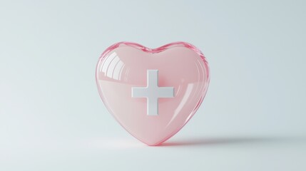 Health awareness event featuring pink heart symbol minimalist studio setting conceptual emphasis on wellness and care