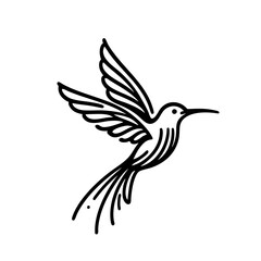 Obraz premium Elegant Hummingbird in Flight Nature Bird Line Art
