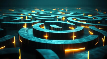 Illuminated abstract patterns digital space graphic design futuristic environment close-up view creative concept