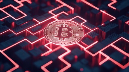 Cryptocurrency trading action digital marketplace graphic design futuristic environment close-up view bitcoin concept