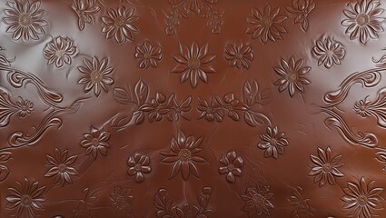 Embossed Leather Surface with Floral Pattern background