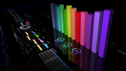Obraz premium Dynamic data visuals for business info graphics, animated charts, and data-driven insights for a business meeting mock-up. Explore the world of trading, stock exchanges, and crypto