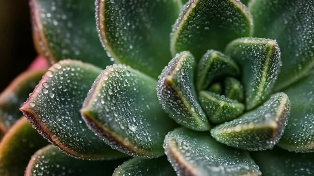 Dew-Kissed Echeveria: A Macro View of Succulent Beauty with Water Droplets