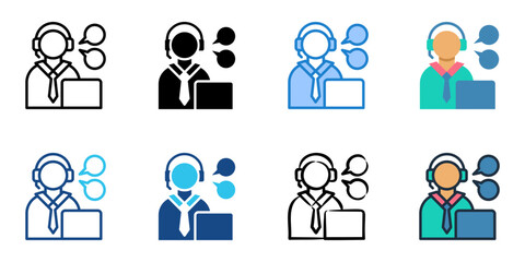 Customer service icon set multiple style collection 
