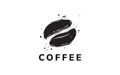 Vintage Grunge Coffee Beans Logo Design Featuring Rough Texture for Rustic Cafe Identity
