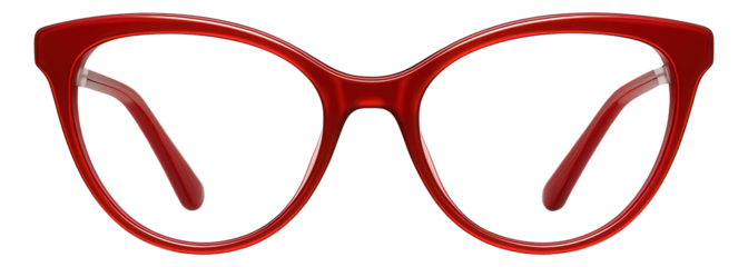 Cat-eye reading glasses with red acetate frames