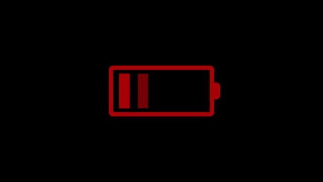 Low battery icon depicting depleted power and energy depletion on black surface