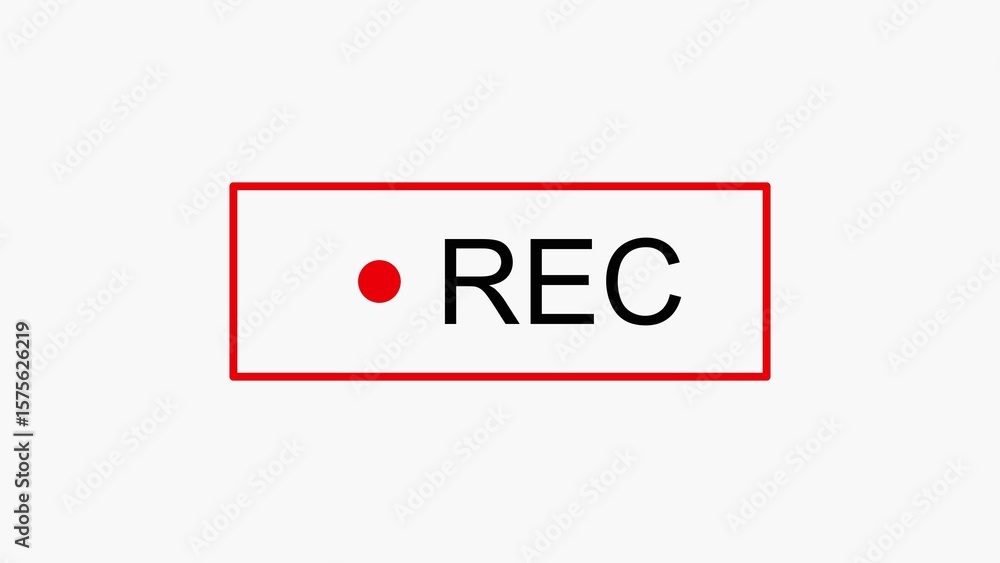 Poster simple and modern recording icon showing the red dot and the letters rec