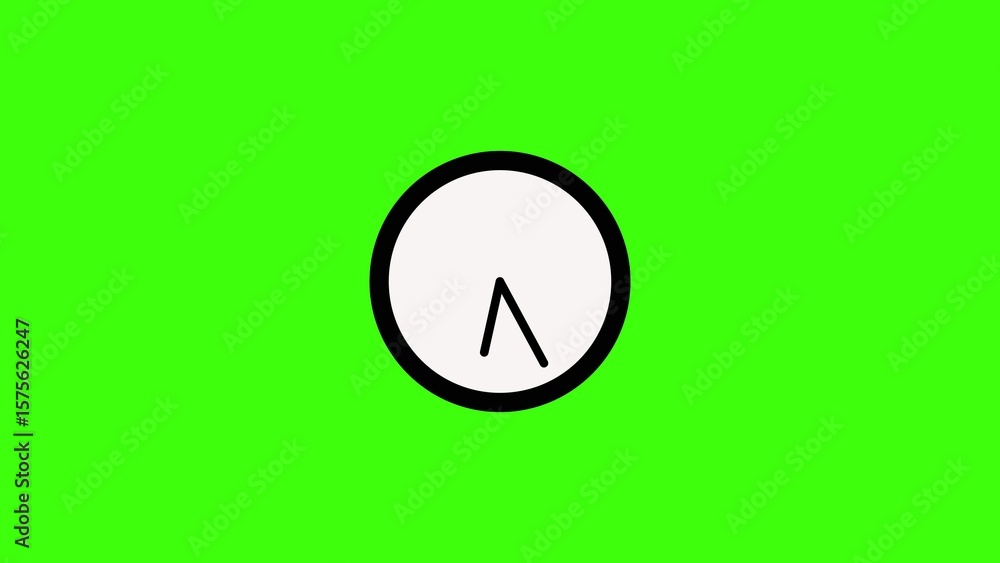 Poster simple clock face indicating time on green screen suitable for background replacement