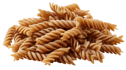 Whole wheat organic pasta over isolated on a white background 