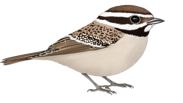 Illustration of a song sparrow nature habitat bird species detailed view wildlife art