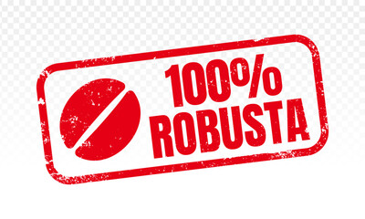 100% robusta coffee stamp for icon, logo, label, seal, tag, sign, symbol, badge, sticker, emblem, banner, badges, labels. Premium coffee blend vector illustration