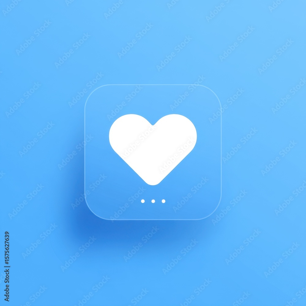 Poster minimalistic square-shaped semi-transparent icon with rounded corners on solid blue background, feat